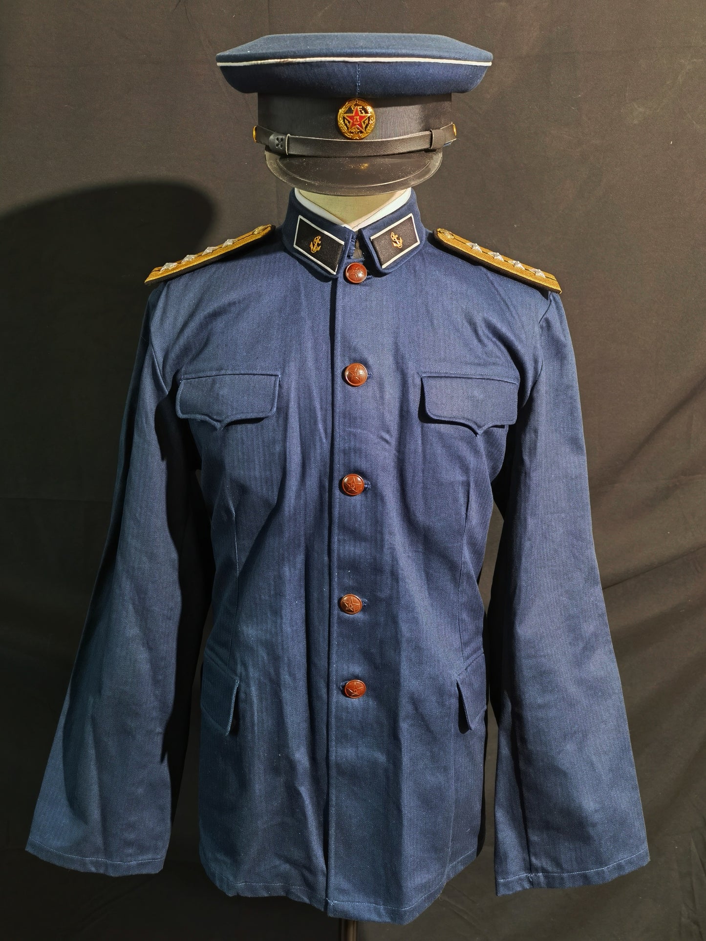Type 55 Navy Herringbone Winter Junior Officer Uniform Full Set Reproduction (Peaked Cap Version)