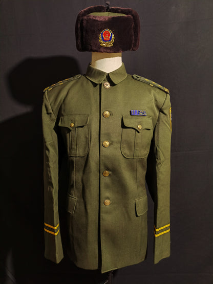 Original Type 95 Police Winter Uniform Set (Wool Gabardine Lapel Jacket, Trousers & Winter Fur Cap, Grade 1 Superintendent)