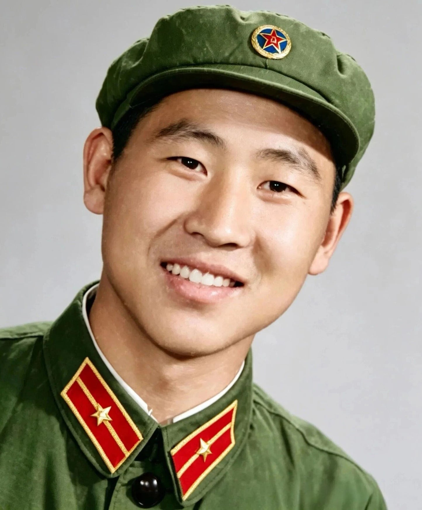 Original Late Type 58 Chinese Army Second Lieutenant Field Green Herringbone Spring & Autumn Service Uniform Jacket & Trousers Set