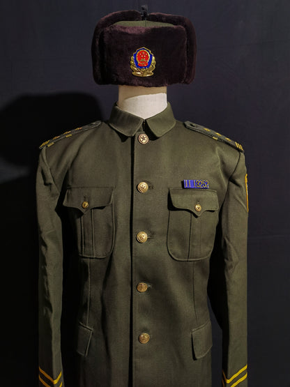Original Type 95 Police Winter Uniform Set (Wool Gabardine Lapel Jacket, Trousers & Winter Fur Cap, Grade 1 Superintendent)