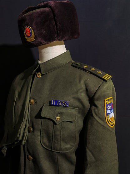 Original Type 95 Police Winter Uniform Set (Wool Gabardine Lapel Jacket, Trousers & Winter Fur Cap, Grade 1 Superintendent)