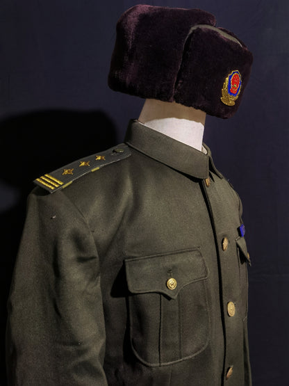 Original Type 95 Police Winter Uniform Set (Wool Gabardine Lapel Jacket, Trousers & Winter Fur Cap, Grade 1 Superintendent)