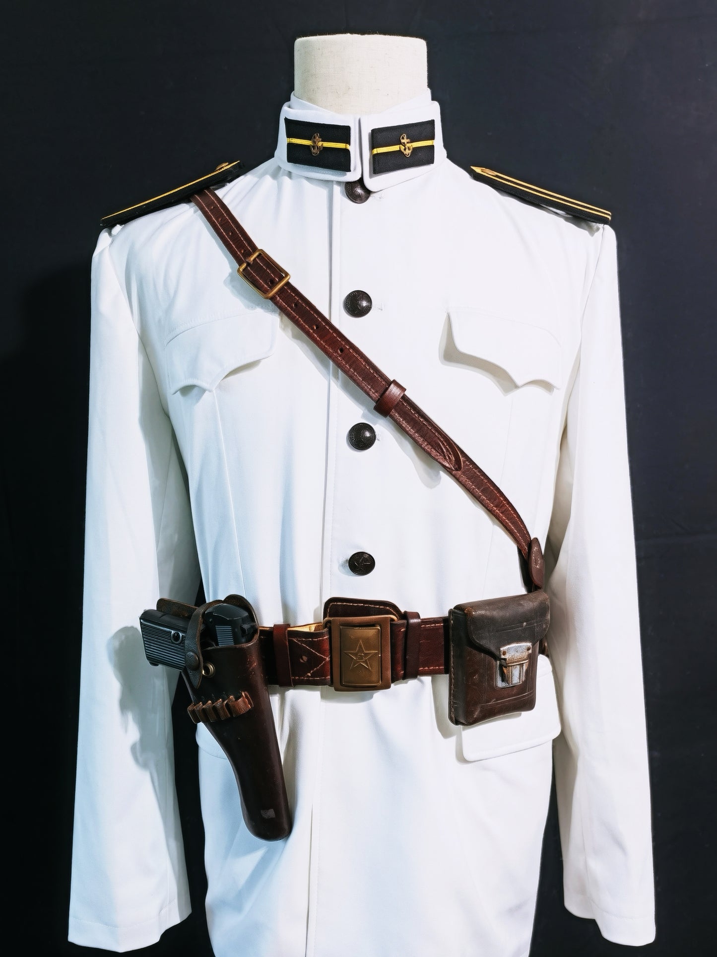 Chinese Type 55 Naval Cadet White Tunic and Insignia Reproduction Set