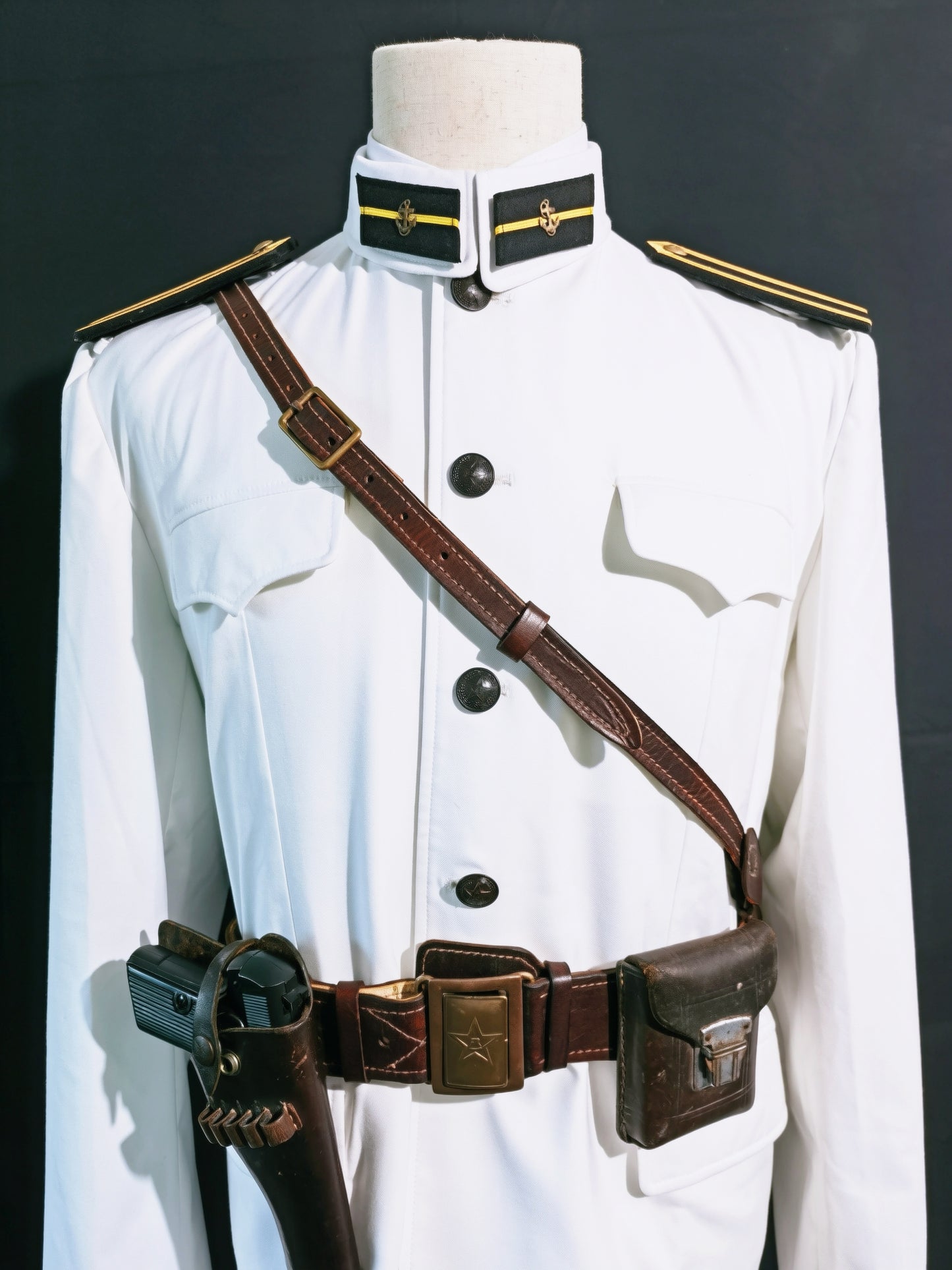 Chinese Type 55 Naval Cadet White Tunic and Insignia Reproduction Set