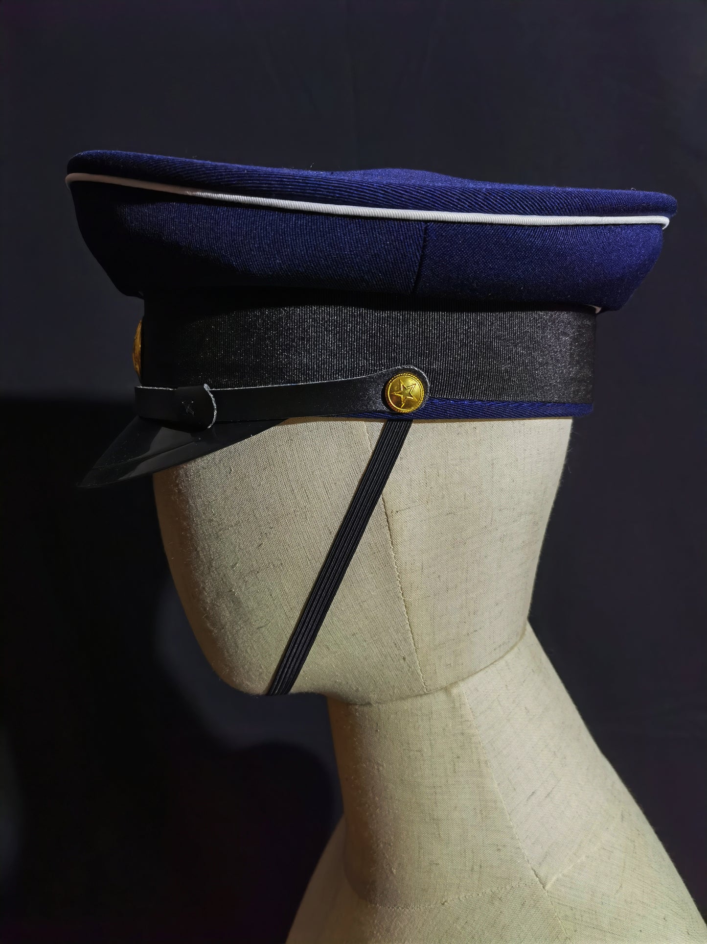 Chinese Type 55 Navy Winter Wool Serge Peaked Cap Reproduction