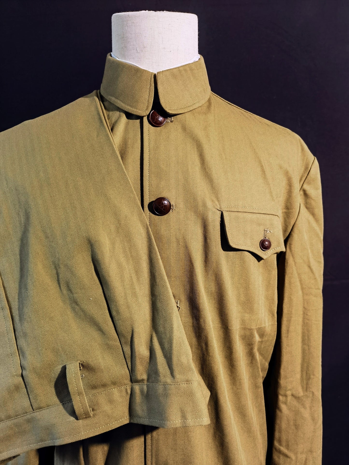 Chinese Type 55 Early Soldier Narrow-Cuff Herringbone Reproduction Uniform Set