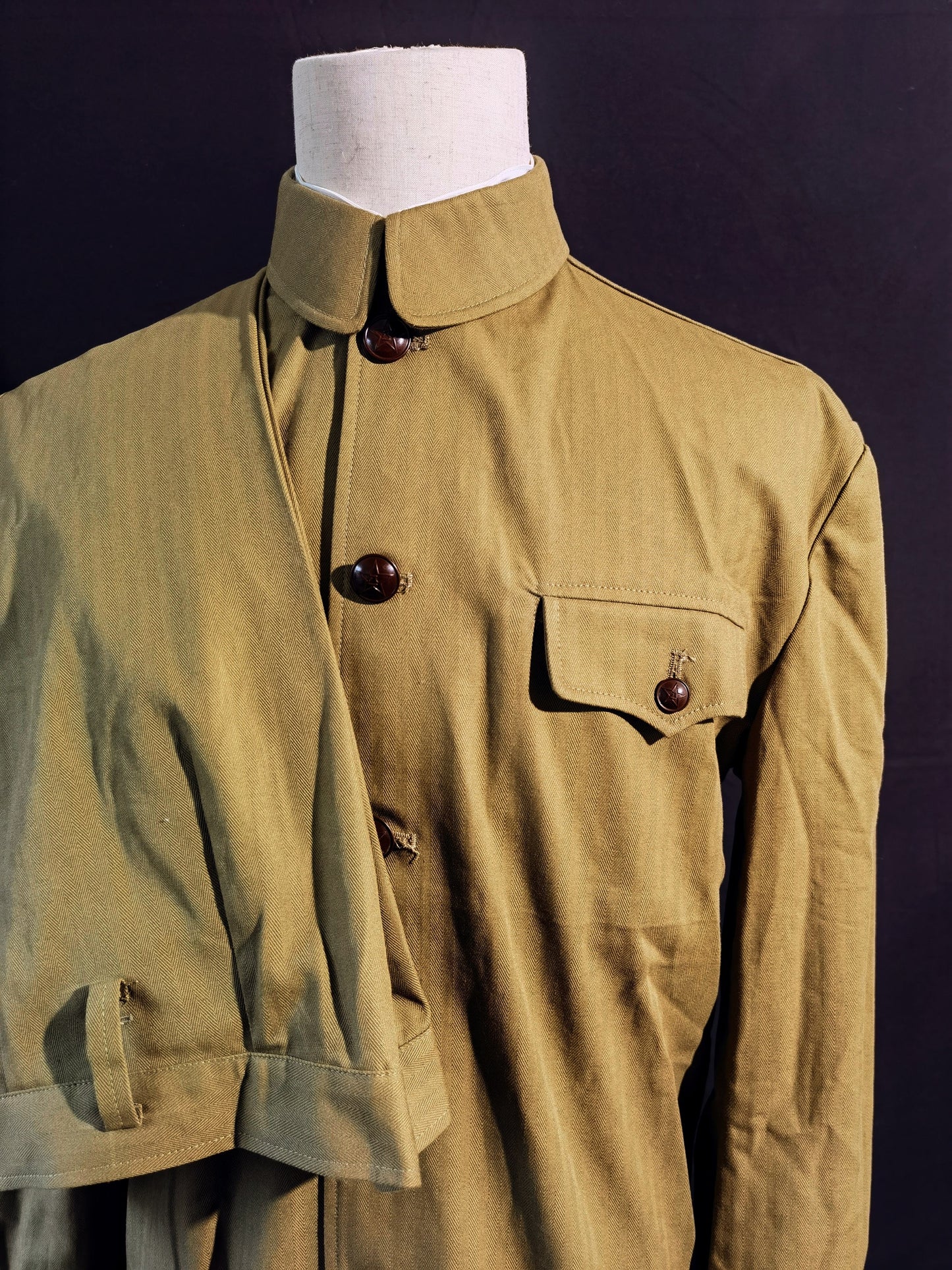 Chinese Type 55 Early Soldier Narrow-Cuff Herringbone Reproduction Uniform Set