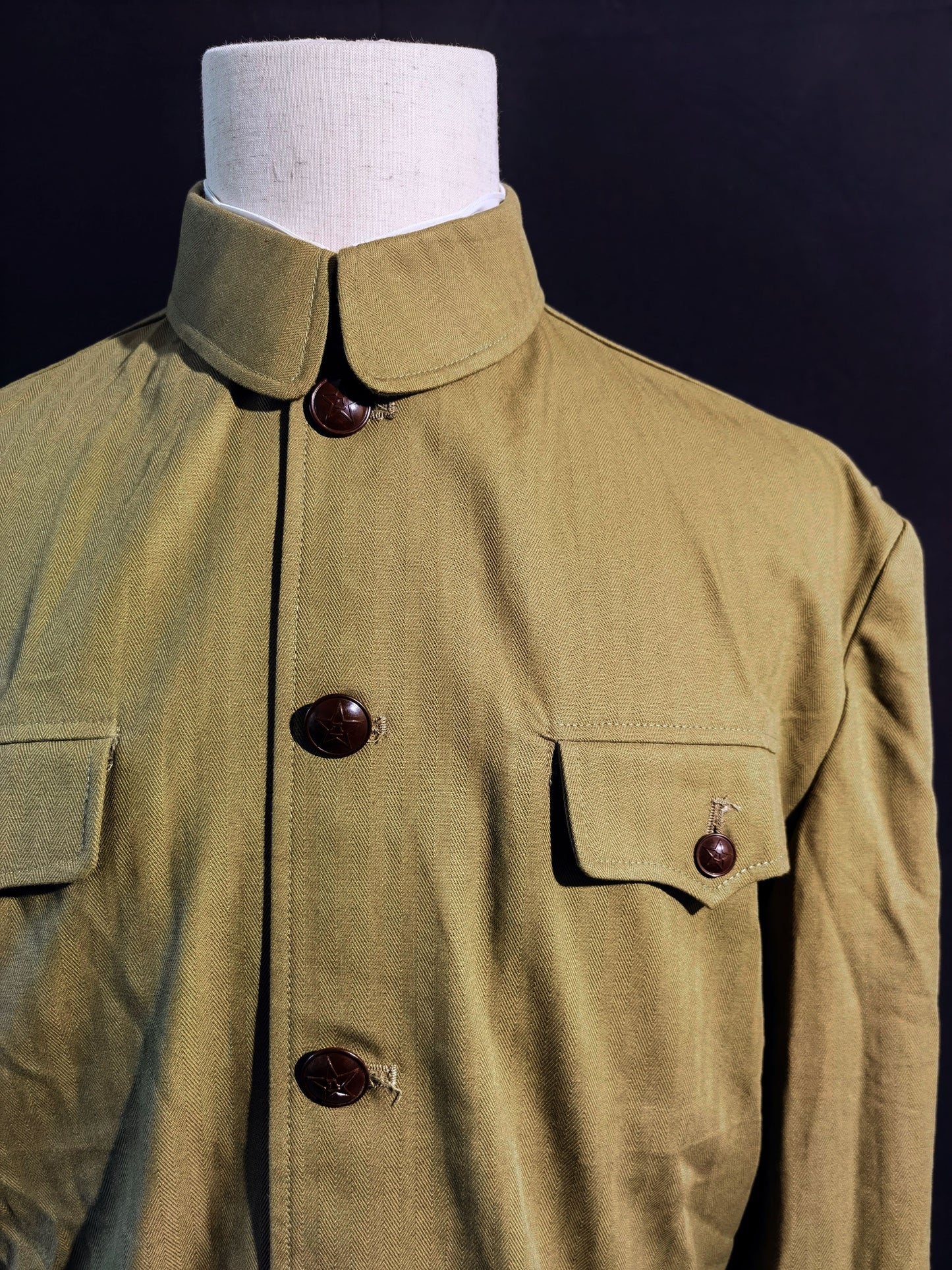 Chinese Type 55 Early Soldier Narrow-Cuff Herringbone Reproduction Uniform Set