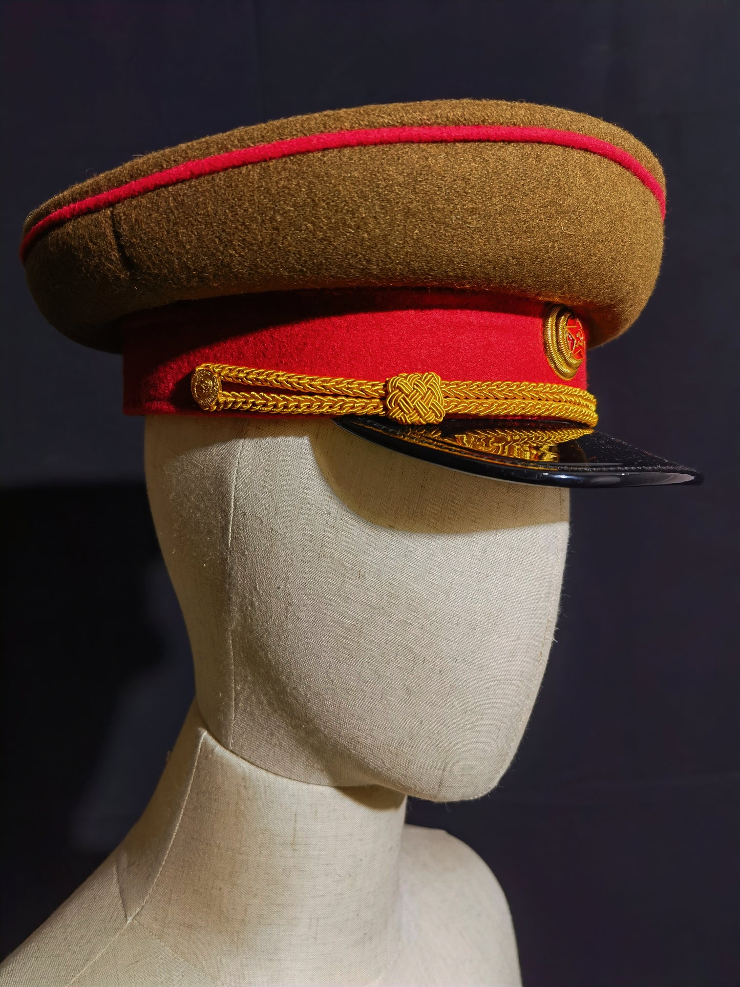Soviet WWII Red Army General Officer Brown Wool Peaked Cap Reproduction