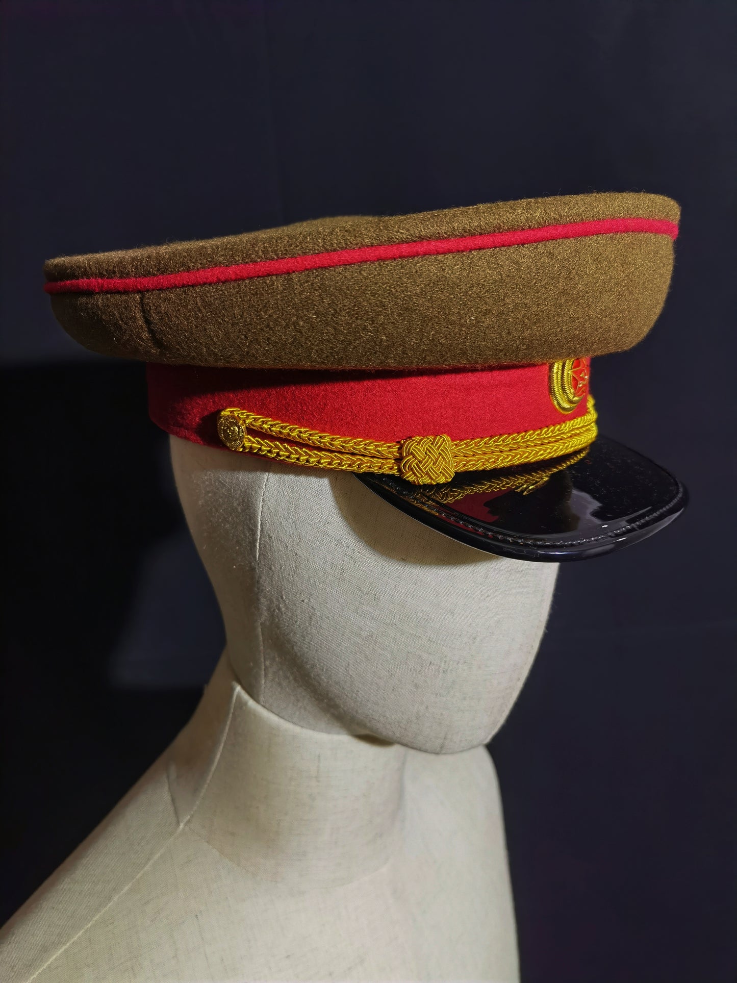 Soviet WWII Red Army General Officer Brown Wool Peaked Cap Reproduction