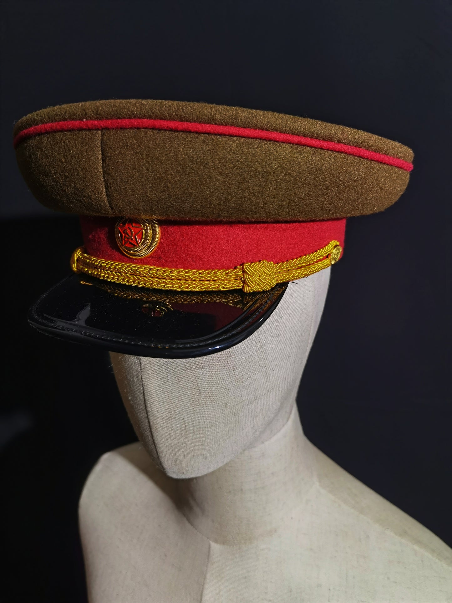 Soviet WWII Red Army General Officer Brown Wool Peaked Cap Reproduction