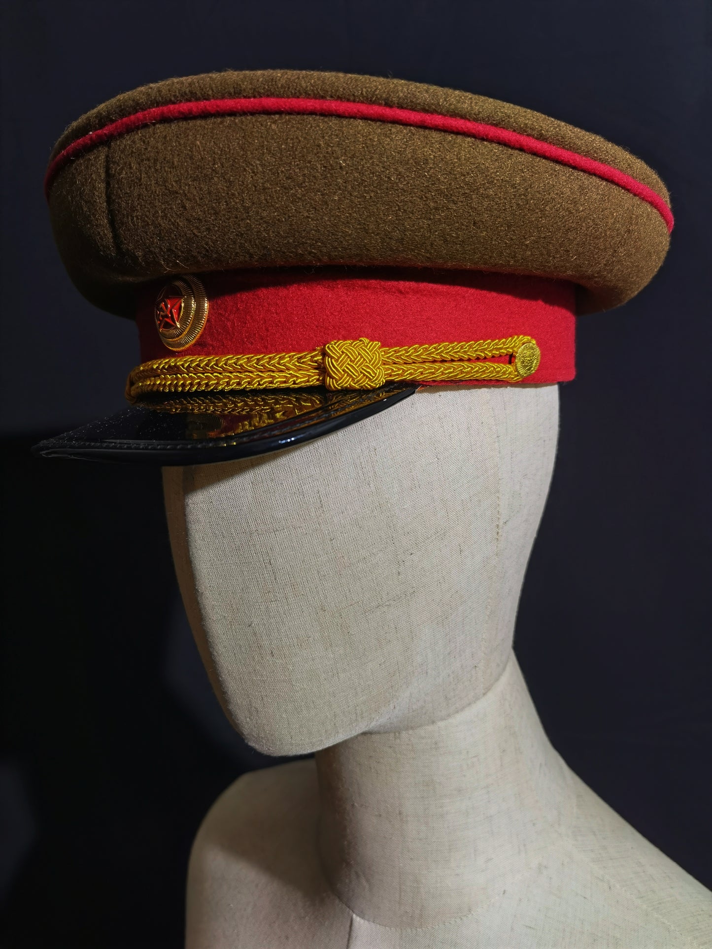 Soviet WWII Red Army General Officer Brown Wool Peaked Cap Reproduction