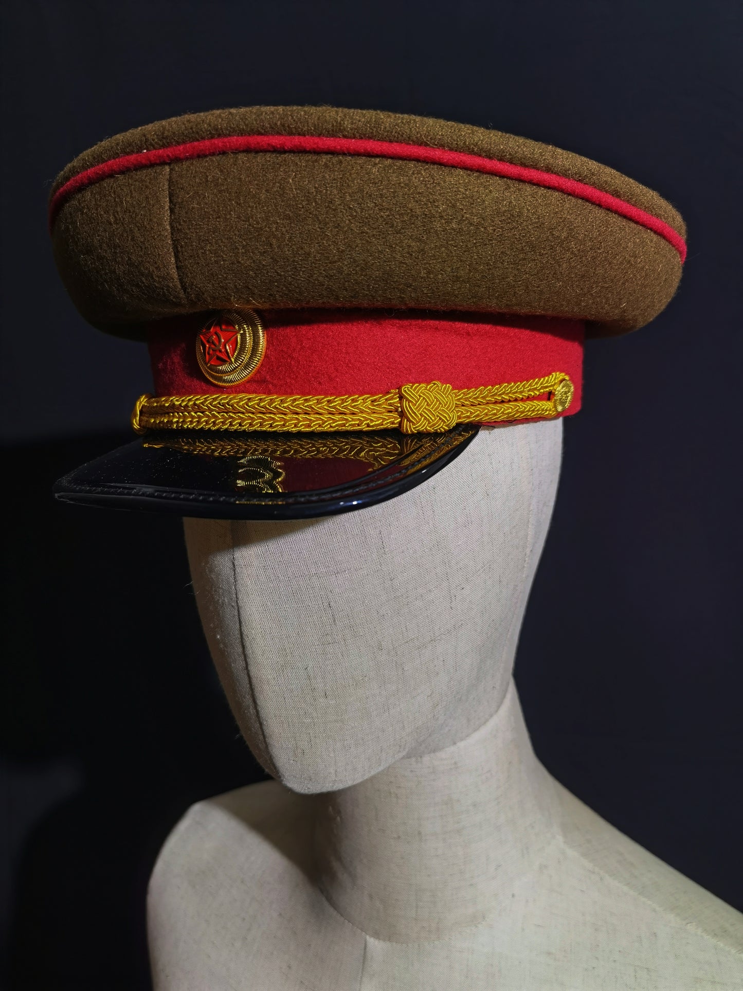 Soviet WWII Red Army General Officer Brown Wool Peaked Cap Reproduction