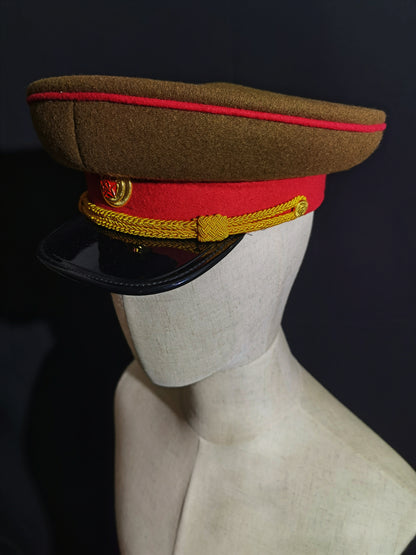 Soviet WWII Red Army General Officer Brown Wool Peaked Cap Reproduction