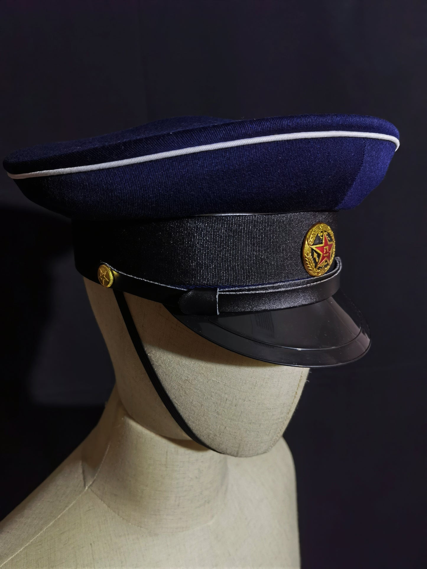 Chinese Type 55 Navy Winter Wool Serge Peaked Cap Reproduction