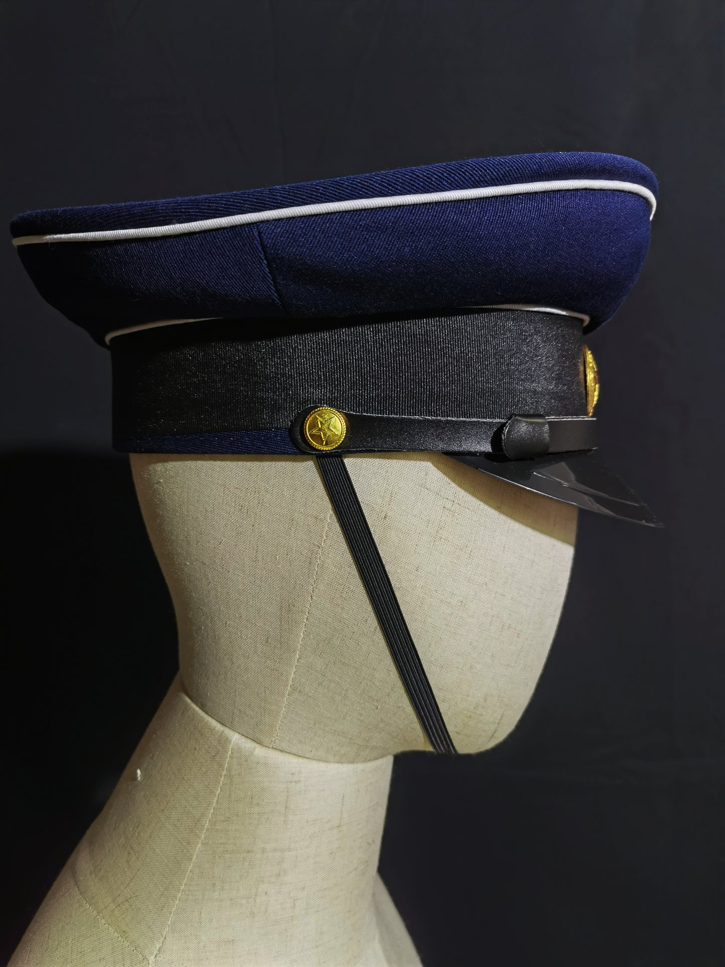Chinese Type 55 Navy Winter Wool Serge Peaked Cap Reproduction