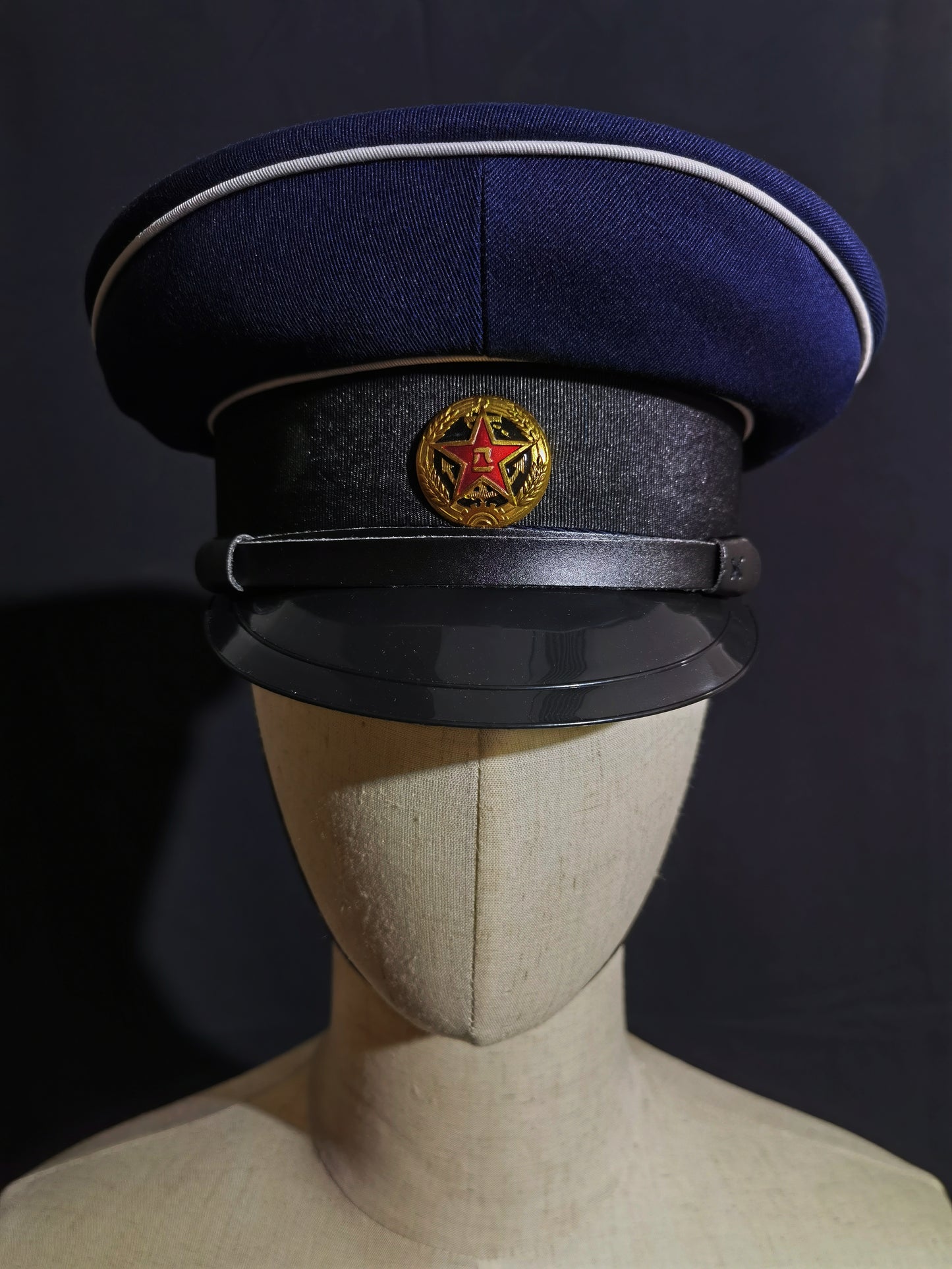 Chinese Type 55 Navy Winter Wool Serge Peaked Cap Reproduction