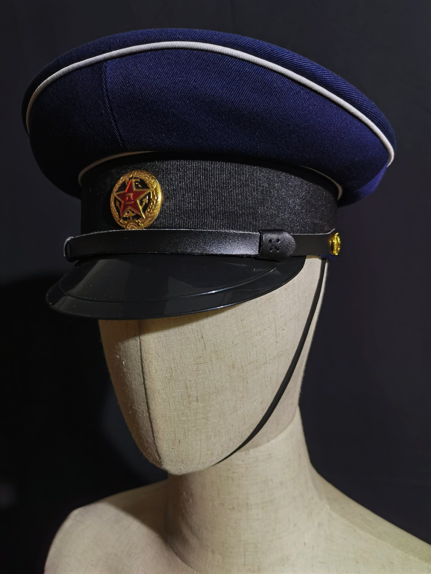 Chinese Type 55 Navy Winter Wool Serge Peaked Cap Reproduction