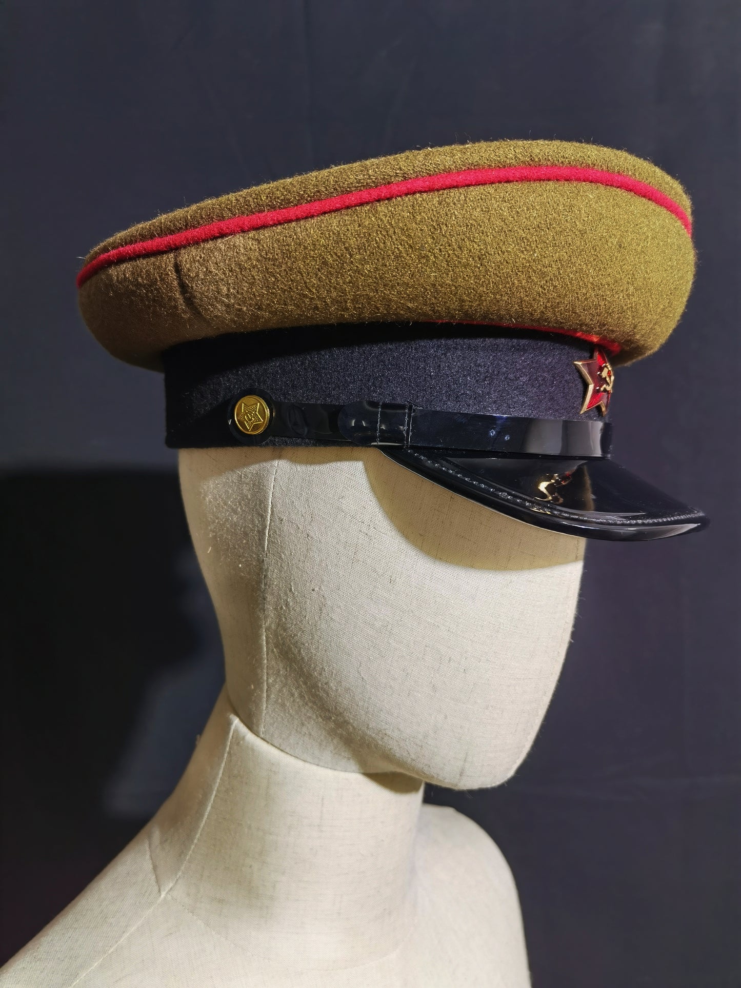 Soviet WWII Red Army Artillery Armored Forces Wool Peaked Cap Reproduction