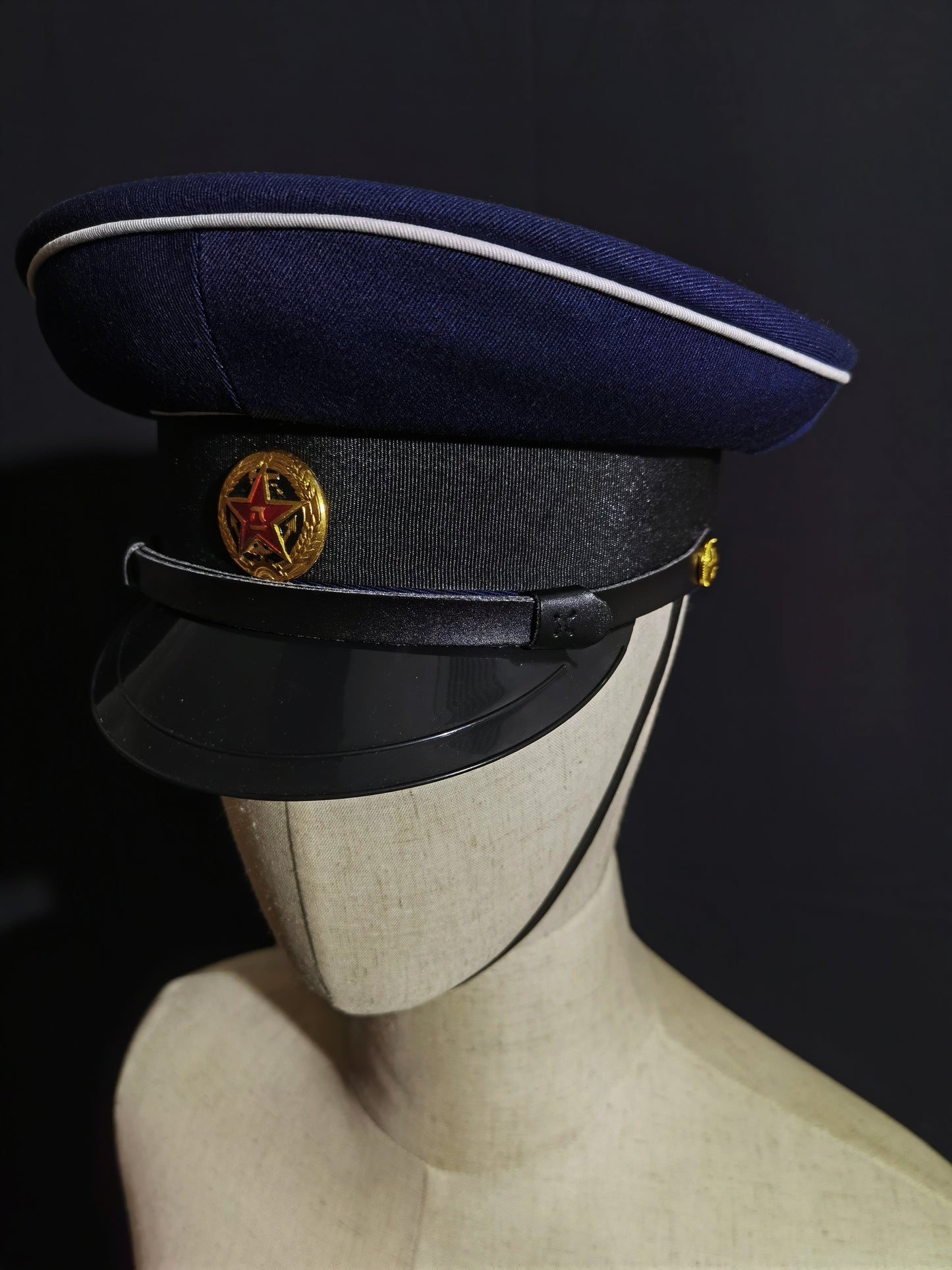 Chinese Type 55 Navy Winter Wool Serge Peaked Cap Reproduction