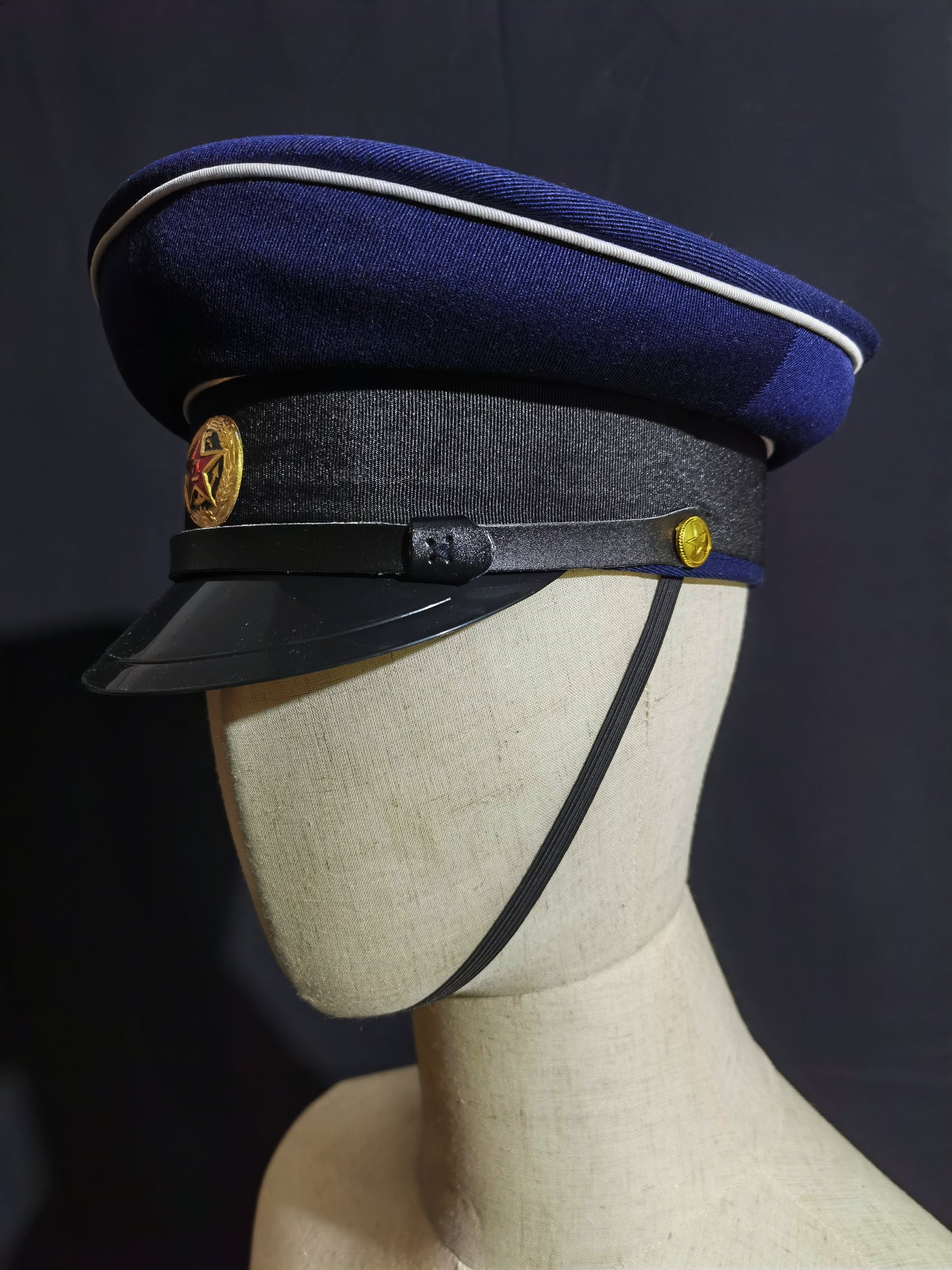 Chinese Type 55 Navy Winter Wool Serge Peaked Cap Reproduction