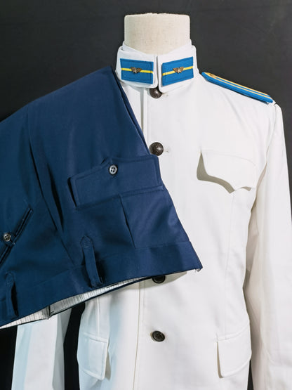 Chinese Type 55 Naval Aviation Cadet White Tunic and Navy Trousers Reproduction Uniform Set