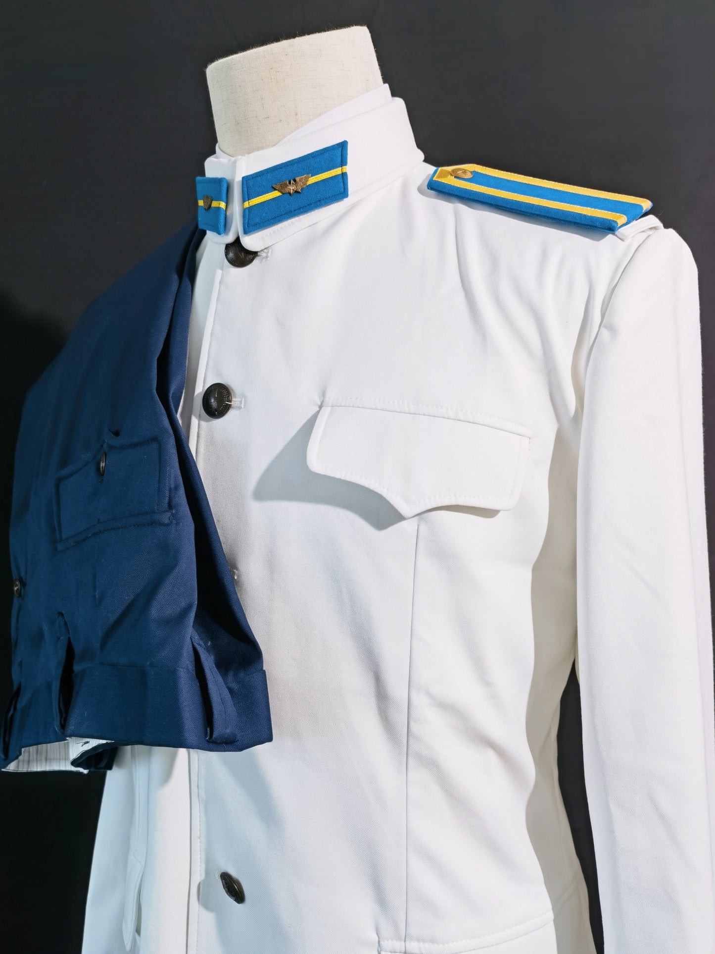 Chinese Type 55 Naval Aviation Cadet White Tunic and Navy Trousers Reproduction Uniform Set