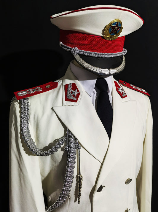 Chinese Type 89 Army Cultural Troupe White Double-Breasted Ceremonial Performance Uniform Vintage Original Set